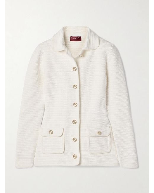Gucci Natural Cardigan Aus Einer Baumwollmischung