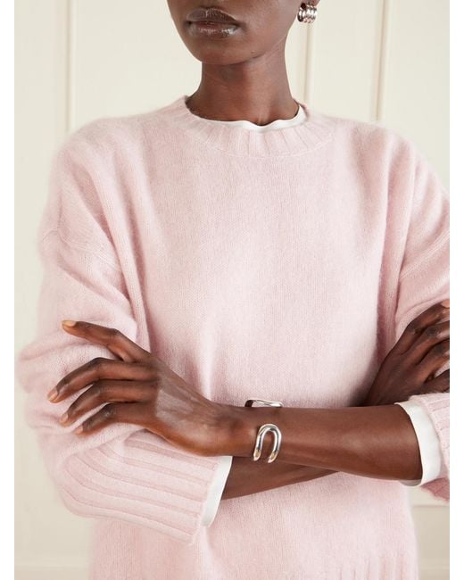 La Ligne Pink Brushed Wool And Cashmere-Blend Sweater