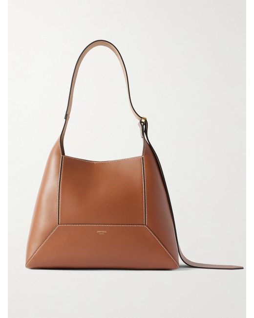 Jimmy Choo Brown Diamond Schultertasche Aus Leder