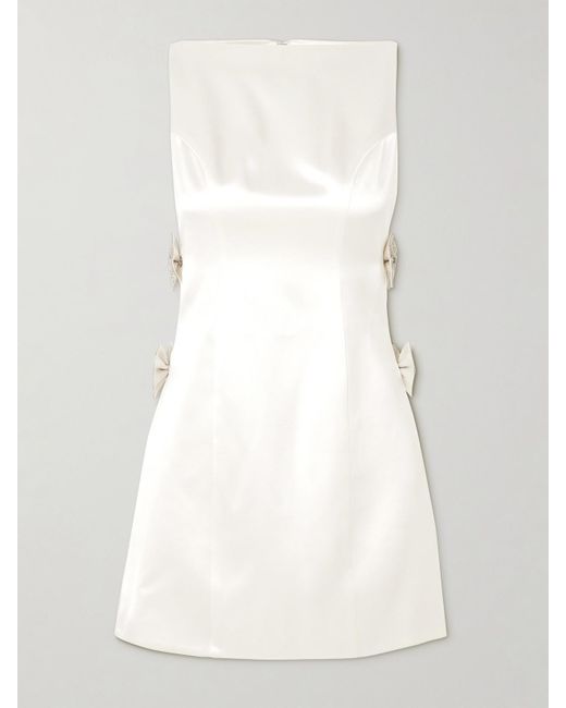 retroféte Natural Nadine Minikleid Aus Satin Mit Schleifen, Kristallen Und Cut-Outs