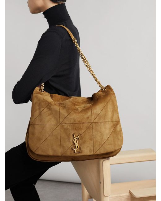 Saint Laurent Natural Jamie 4.3 Schultertasche Aus Gestepptem Veloursleder
