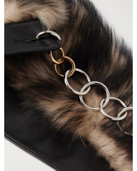 Jil Sander Brown Embellished Shearling Collar