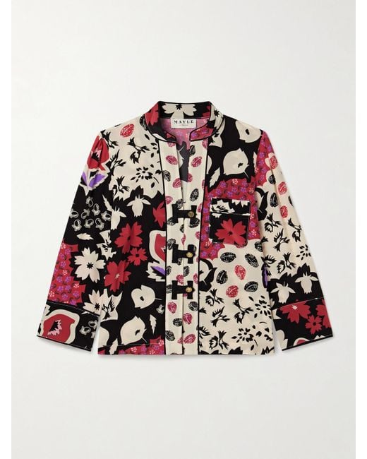 Maison Mayle Red Nadege Bluse Aus Bedrucktem Seiden-Crêpe