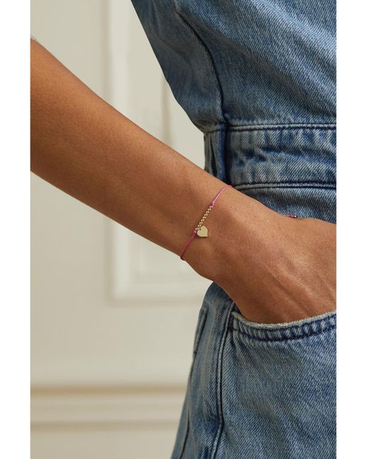Sydney Evan Pink Pure Heart 14-karat Gold Cord Bracelet