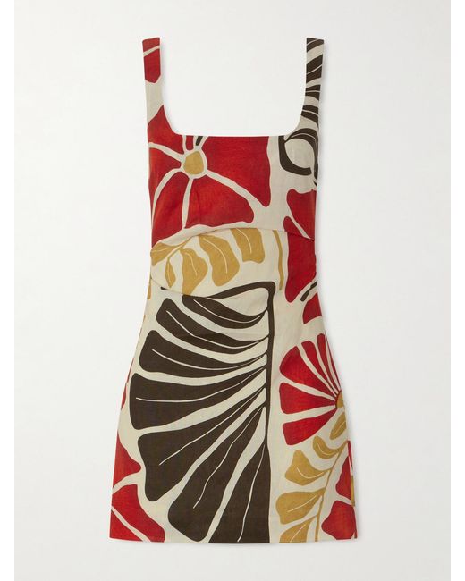 Sir Red Julietta Minikleid Aus Leinen Mit Blumenprint
