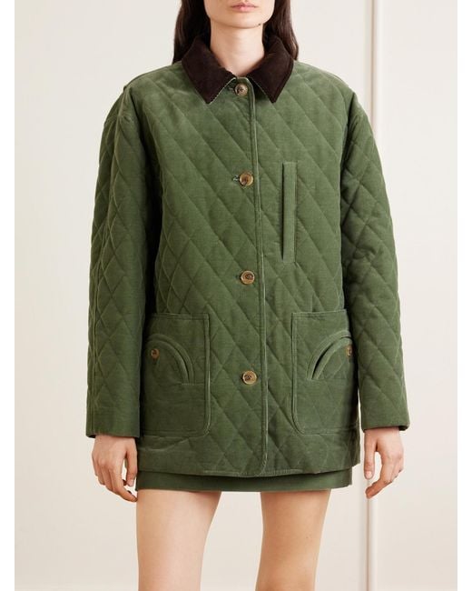 Blazé Milano Green Clelia Matellassé Cotton-Corduroy Jacket