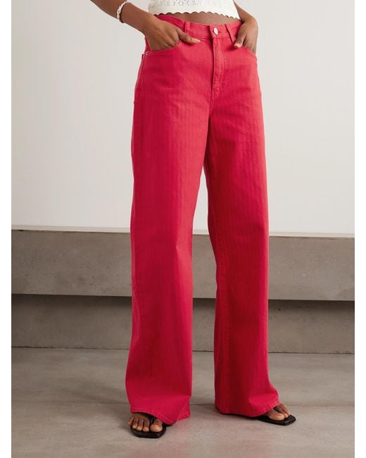 La Ligne Red Isadora High-Rise Wide-Leg Jeans
