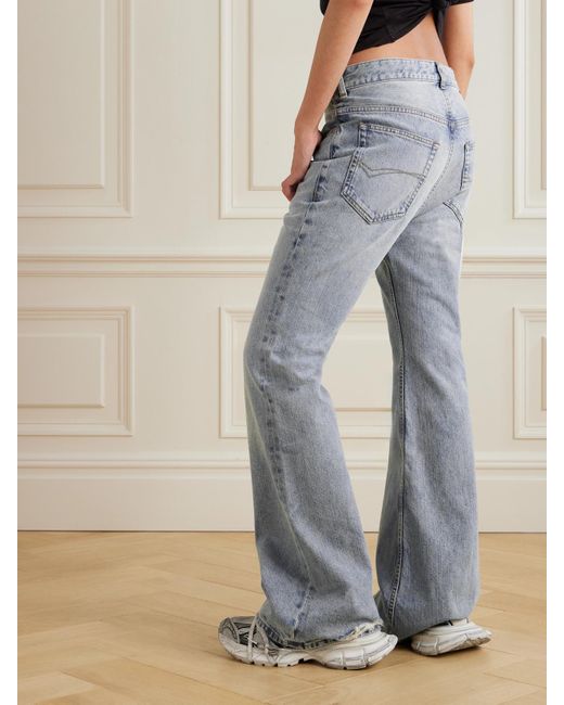 Balenciaga Gray Distressed Low-Rise Flared Jeans