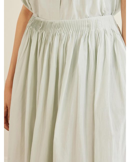 Loulou de Saison White Naya Gathered Cotton And Silk-Blend Maxi Skirt