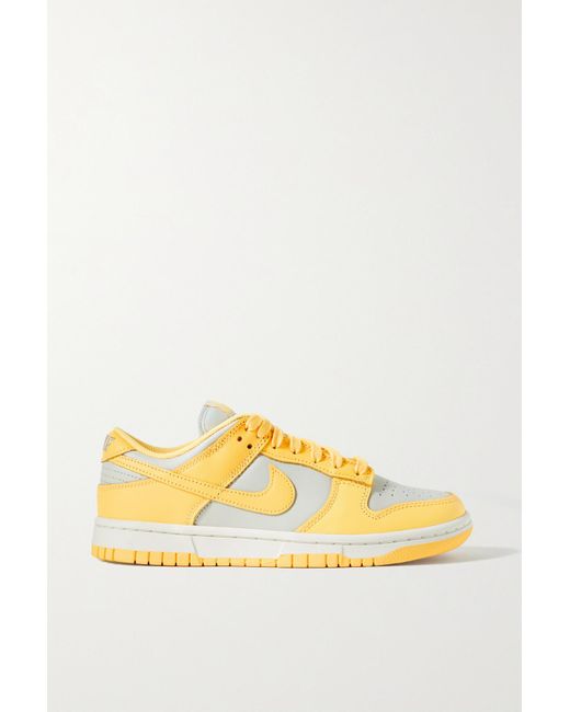 Nike Dunk Low Colorblock Leather Sneakers in Yellow Lyst