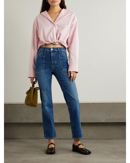FRAME Blue The Utility Hoch Sitzende Jeans Mit Geradem Bein Aus Bio-Denim