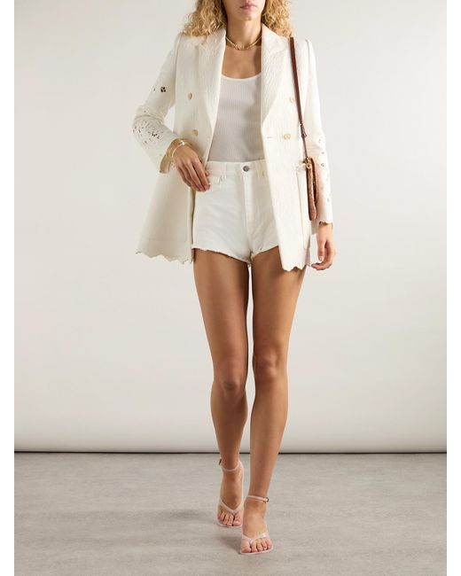 Chloé White Cut-Off Denim Shorts