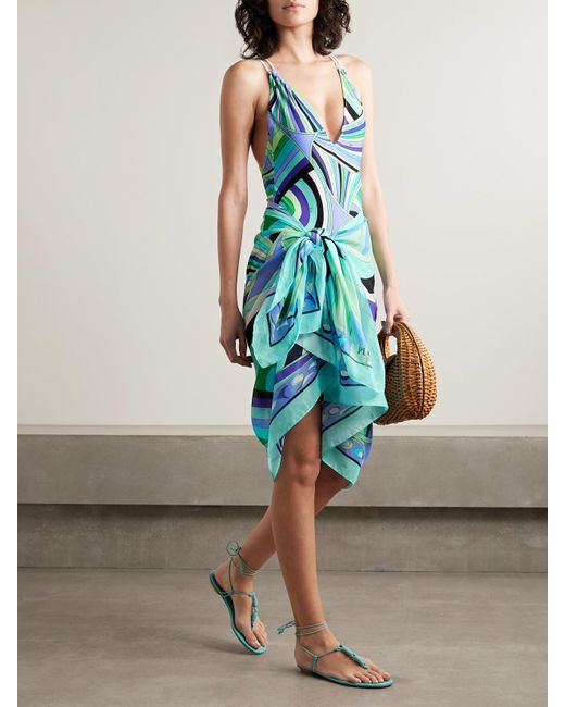 Emilio Pucci Blue Iride Printed Swimsuit