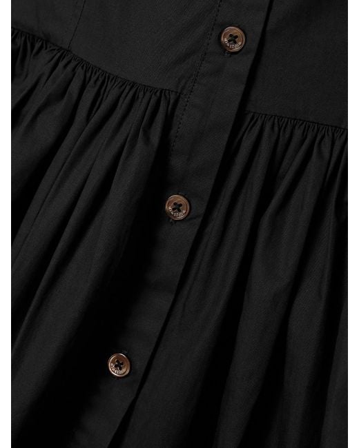 DIOTIMA Black Ritual Crochet-Trimmed Gathered Cotton-Poplin Midi Shirt Dress