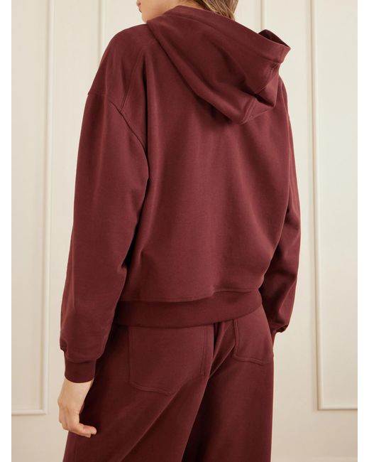Brunello Cucinelli Red Bead-Embellished Cotton-Jersey Zip-Up Hoodie