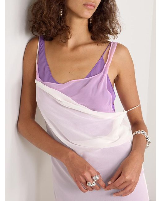 Christopher Esber Pink Cowl Layered Draped Silk-Georgette Maxi Dress