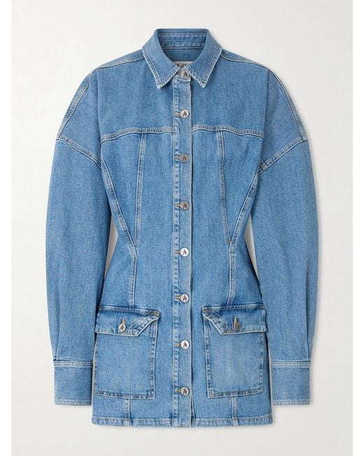 The Attico Blue Paneled Denim Mini Dress