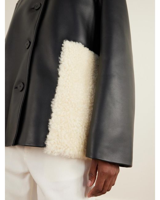 Loewe Black Shearling-Trimmed Leather Jacket
