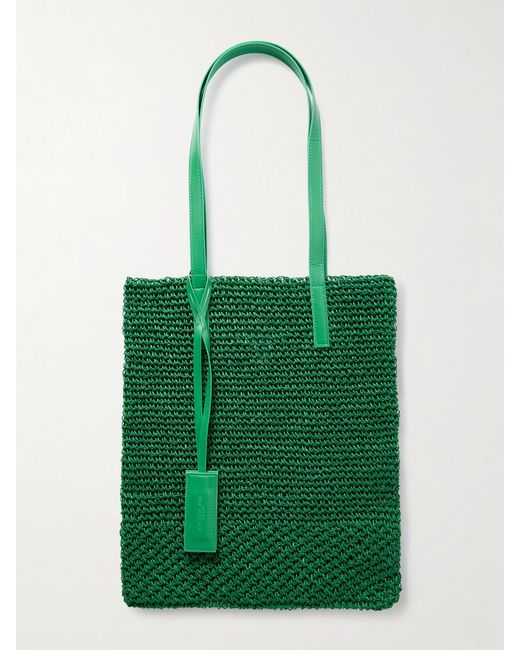 Eugenia Kim Green Chelsea Leather-Trimmed Crochet Tote