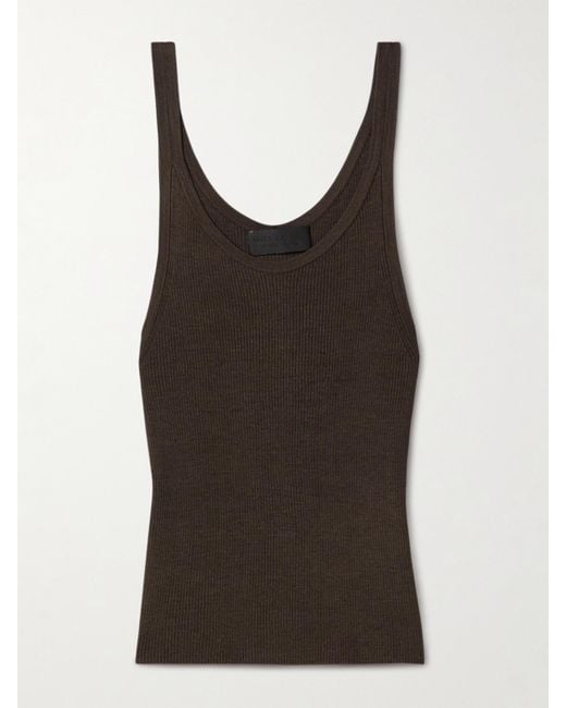 Nili Lotan Brown Selah Ribbed Silk-Jersey Tank