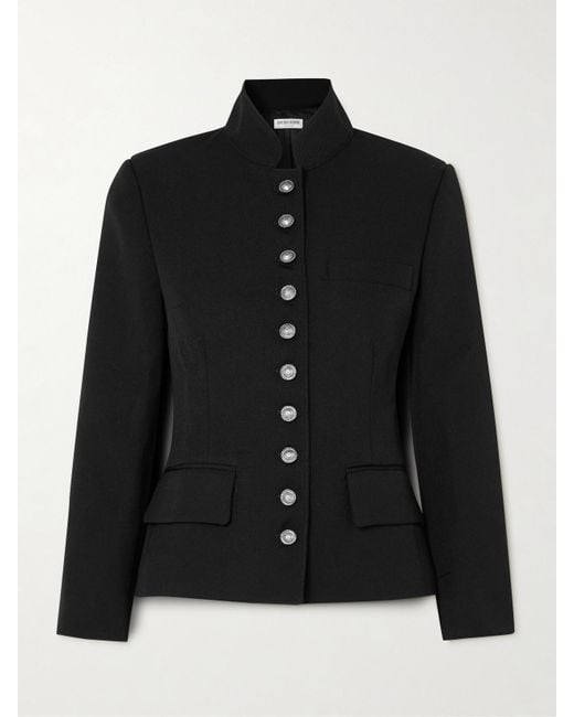 Emporio Sirenuse Black Tolly Embellished Wool-Twill Jacket