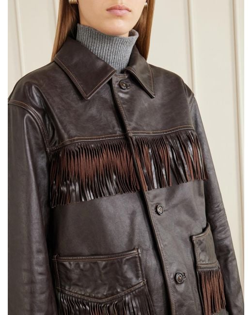 Polo Ralph Lauren Brown Fringed Leather Jacket