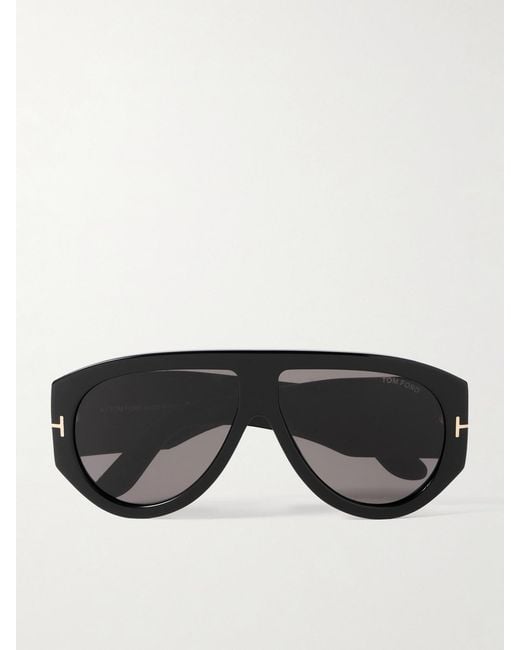 Tom Ford Black Bronson Aviator-Style Acetate Sunglasses