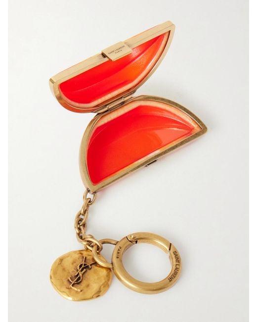 Saint Laurent White Tone And Resin Bag Charm