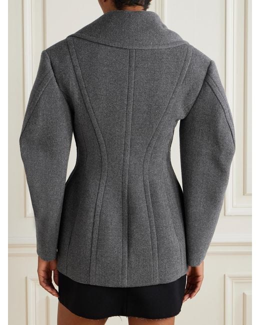 Givenchy Gray Double-Breasted Wool And Silk-Blend Coat