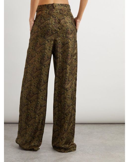 Pantalon Large En Serge De Soie À Imprimé Cachemire Saint Laurent en coloris Green