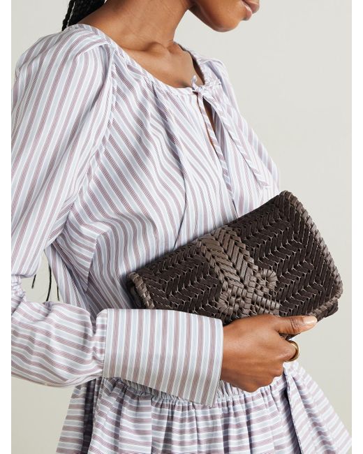 Anya Hindmarch Brown The Neeson Schultertasche Aus Geflochtenem Veloursleder Und Leder