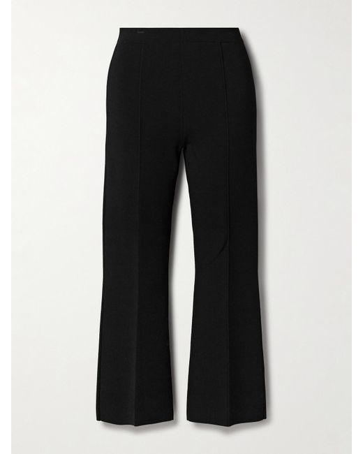 Theory Black Cropped Knitted Flared Pants