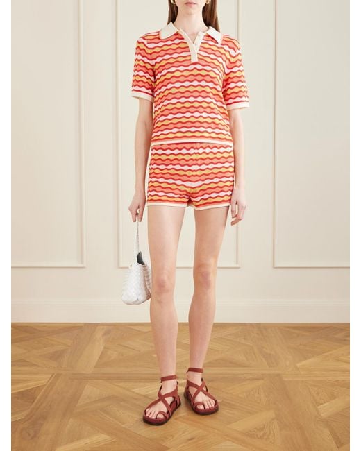 Escvdo Red Mullu Crocheted Cotton Shorts