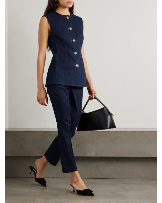 Veronica Beard Blue Jessup Topstitched Denim Vest