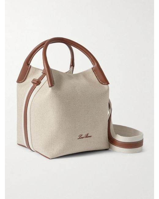 Loro Piana Natural Bale Textured Leather-Trimmed Canvas Tote