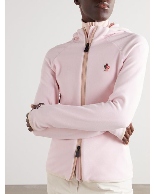 Moncler Pink Kapuzenjacke Aus Fleece Mit Applikation