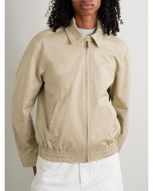 Sporty & Rich Natural Prep H&W Crest Jacke Aus Baumwoll-Twill Mit Stickereien