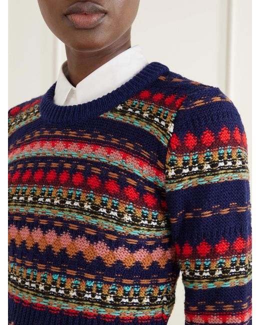 Dries Van Noten Blue Intarsia Wool Sweater