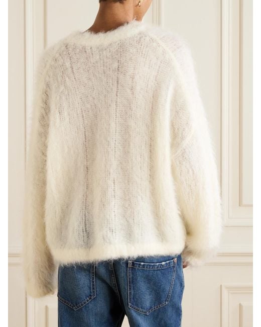 Brunello Cucinelli White Open-Knit Mohair And Silk-Blend Sweater