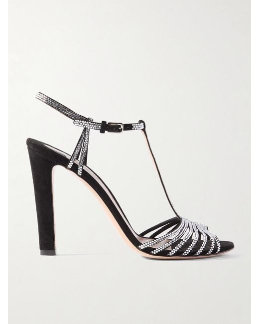 Tom Ford Black Crystal-Embellished Suede Sandals