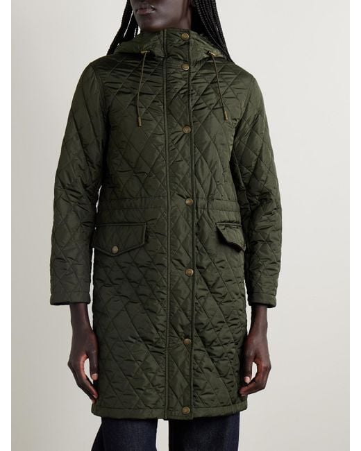 Burberry Green Wattierte Kapuzenjacke Aus Gestepptem Shell