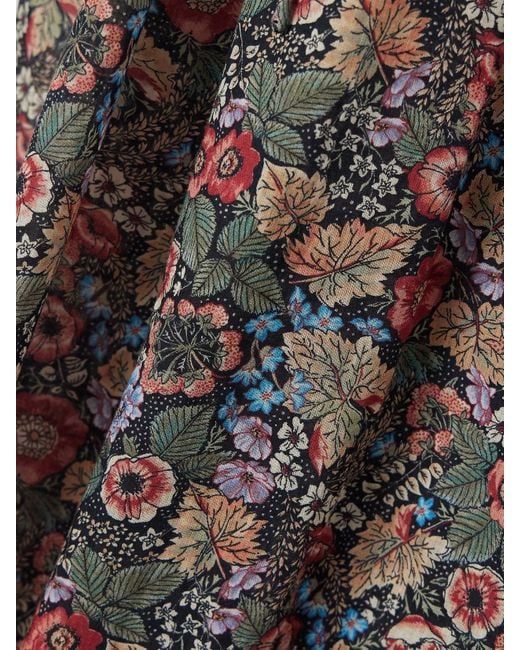 Doen Multicolor Ischia Midikleid Aus Biobaumwoll-Voile Mit Blumenprint Und Raffungen