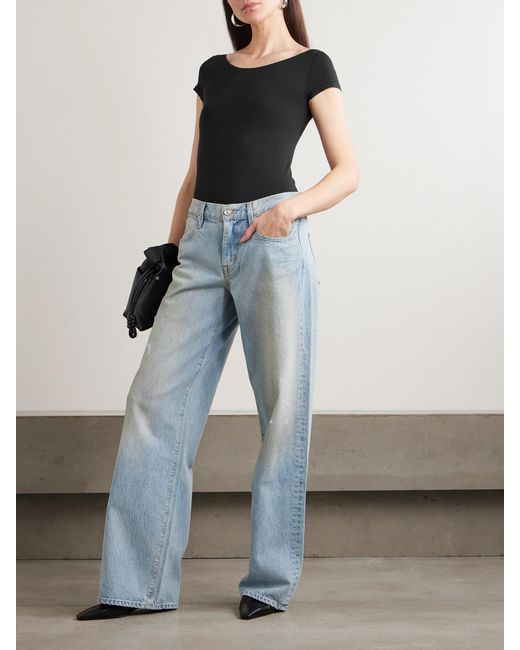 SLVRLAKE Denim Blue Mica Relaxed Low-Rise Wide-Leg Jeans