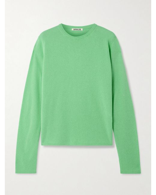 Auralee Green Cashmere And Silk-Blend Sweater