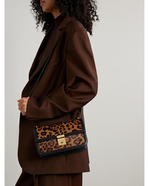 DeMellier London Brown Paris Schultertasche Aus Kalbshaar Mit Leopardenprint Und Leder