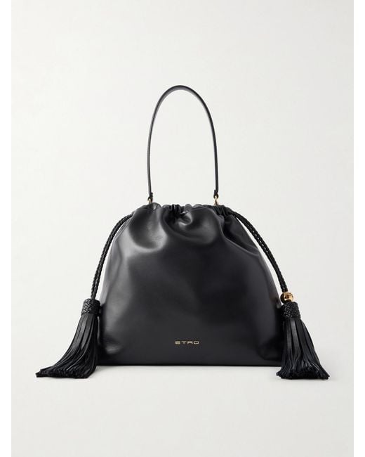Etro Black Kalispera Tasseled Leather Shoulder Bag