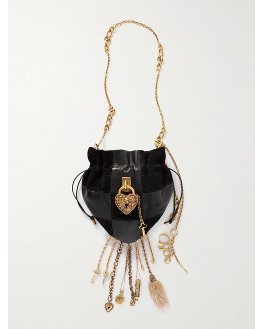 Chloé White Château Treasures Embellished Patchwork Suede And Leather Shoulder Bag