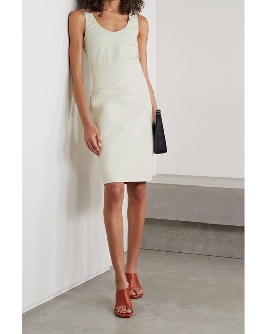 Givenchy White Paneled Ribbed Leather And Stretch-Cotton Jersey Tank