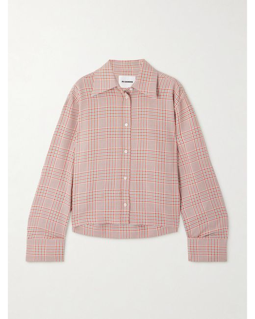 Jil Sander Pink Checked Cotton And Wool-Blend Shirt