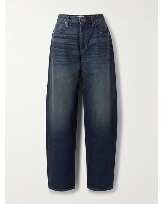 SLVRLAKE Denim Blue Ella Mid-Rise Barrel-Leg Jeans